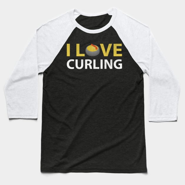 I Love Curling Gift Baseball T-Shirt by TheLostLatticework